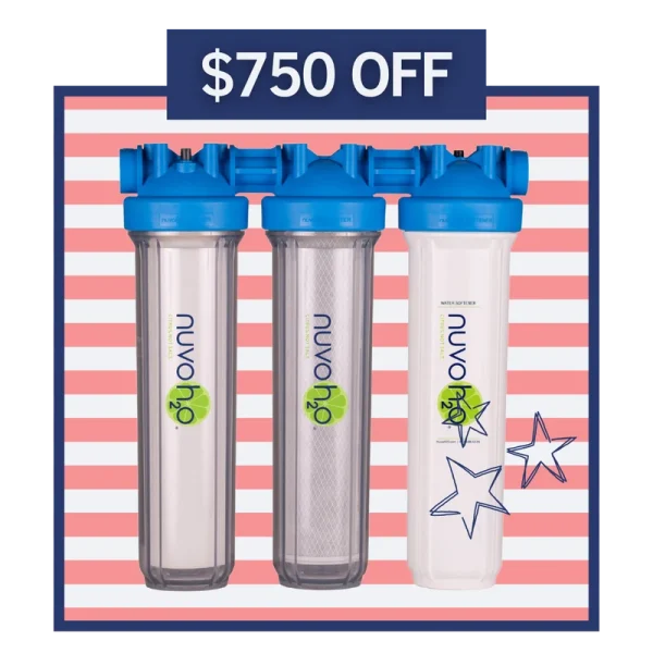 Triple NuvoH2O water softener system on sale at Benner Plumbing Calgary
