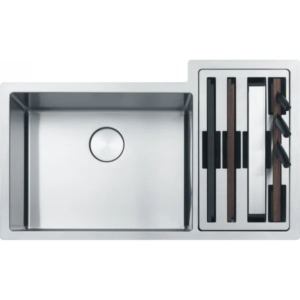 Stainless steel Franke sink with integrated knife holder