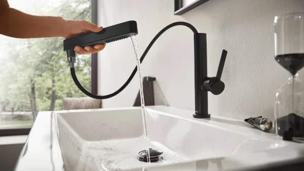 Pullout Hansgrohe black modern Kitchen Faucet