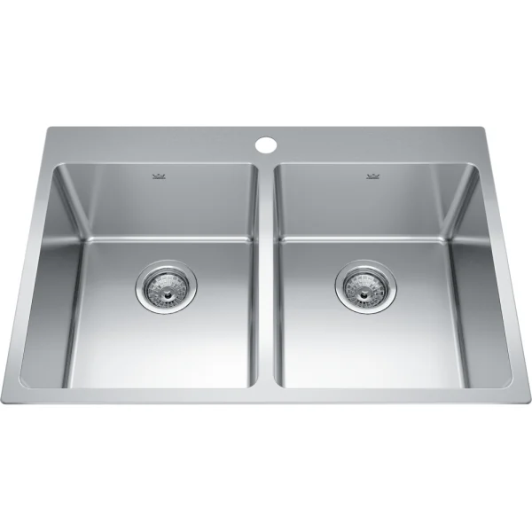 Double Kindred stainless steel kitchen sink with equal compartments