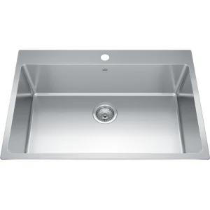 Single Kindred stainless steel kitchen sink in sleek brushed finish