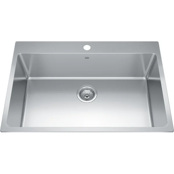 Single Kindred stainless steel kitchen sink in sleek brushed finish