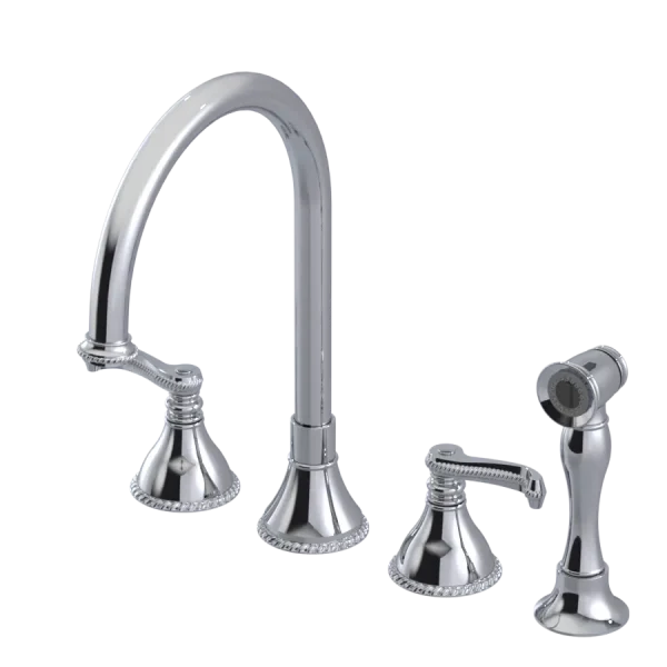 Rubinet kitchen faucet set with side spray and classic detailing.